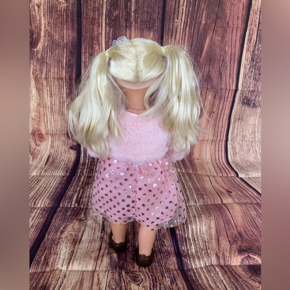 Our Generation by Battat Millie Pink Faux Fur Coat & Pink Dress Fashion Doll 18" - Picture 2 of 14